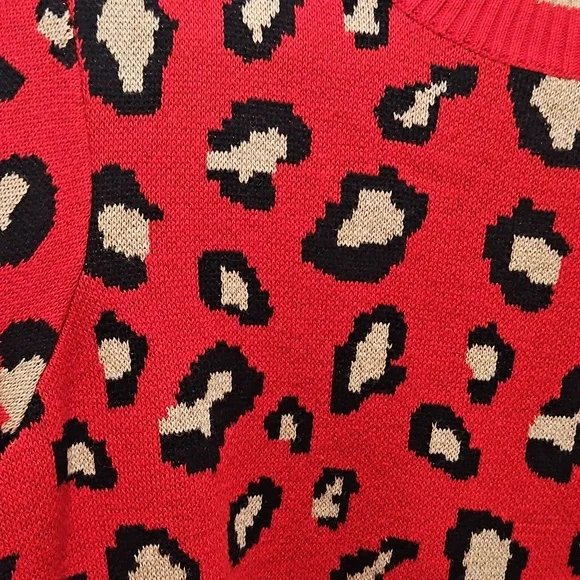 Charter Club Red Leopard Print Sweater - Picture 4 of 12